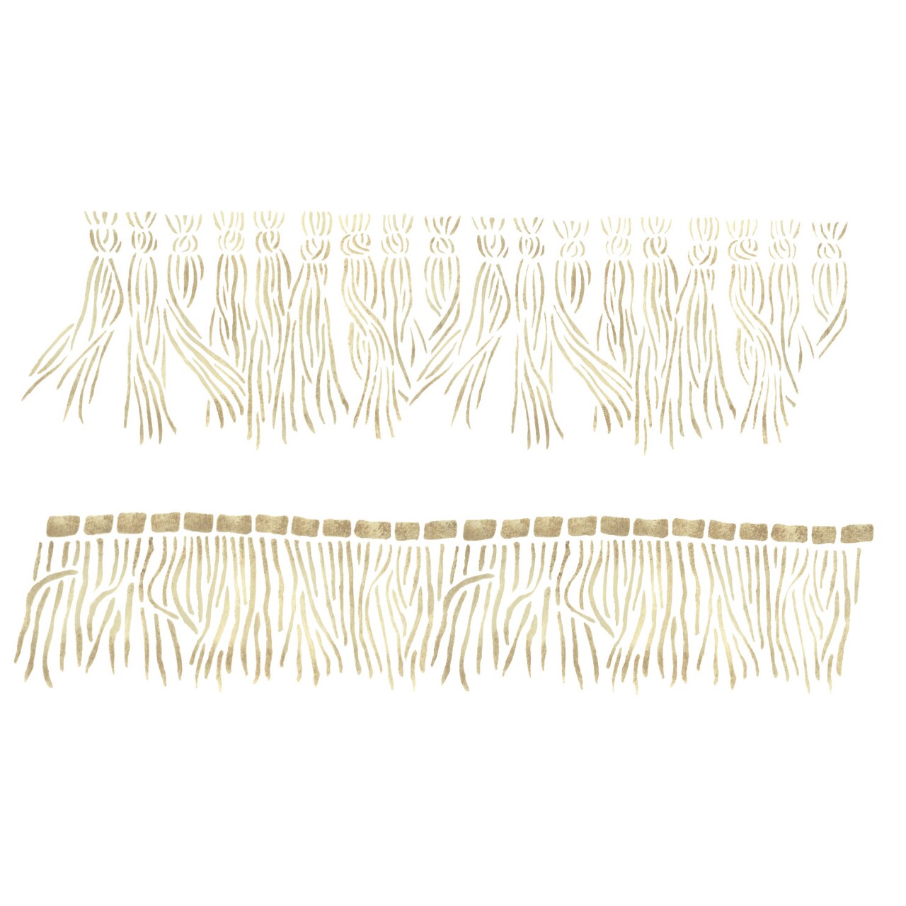Two Different Fringe and Tassel Wall Stencil | 2865 by Designer Stencils | Pattern Stencils | Reusable Stencils for Painting | Safe & Reusable Template for Wall Decor | Try This Stencil Instead of a Wallpaper | Easy to Use & Clean Art Stencil Pattern